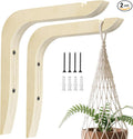 Wooden Plants Hanger, Plant Hangers Indoor Wall Mount, 8.58-Inch Hanging Plant Hooks For Wall, Basket Hooks for Lanterns, Flower Bracket, Wind Chimes, Lamp, Bird Feeders, Patio Decor(wood color 2PCS)