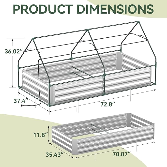 Raised Garden Bed with Self-Watering System, 6x3x1 ft Elevated Planter Boxes Outdoor with PE Cover, Galvanized Raised Beds for Gardening,Vegetables,Flowers, Backyard, Patio