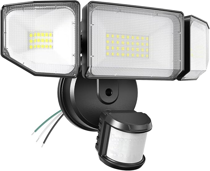 85W Motion Sensor Outdoor Light, 8500LM Ultra-Bright LED Security Light with 3 Adjustable Heads, IP65 Waterproof Dusk to Dawn Flood Light for Garage, Yard, and Driveway, 6500K Daylight, Black