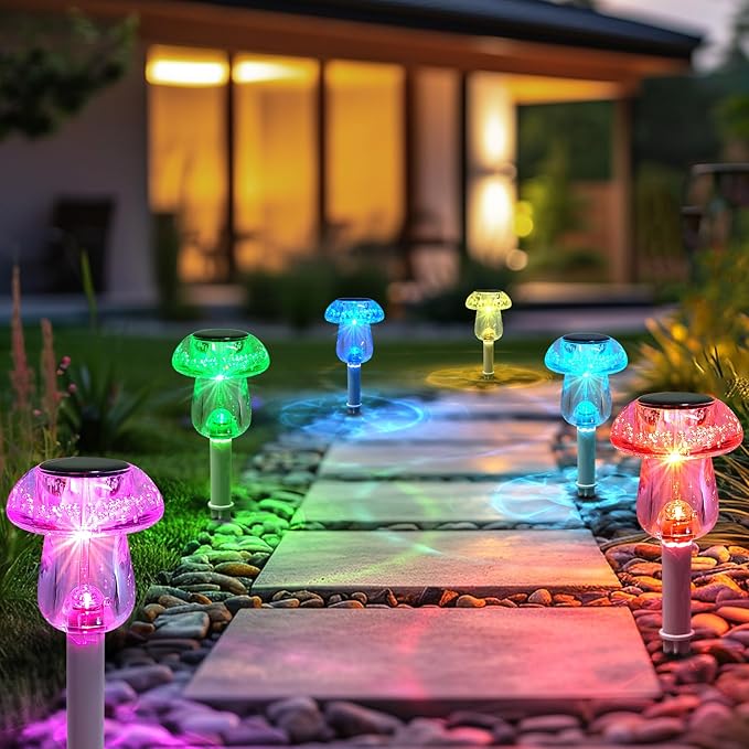 Solar Lights Outdoor, 8 Pack Mushroom Lights Outside Waterproof, Solar Powered LED Lighting for Garden, Yard, Landscape, Path, Pathway, Lawn, Walkway, Driveway, Backyard Decor (Color Changing)