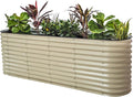 32" Extra Tall Raised Garden Bed Kits, 2 x 8 x 2.7ft Raised Planter Box Outdoor, 3.5 x 6.5 x 2.7ft Deep Root 9 in 1 Modular Metal Raised Beds for Gardening Vegetables Flowers Fruits - Pearl White