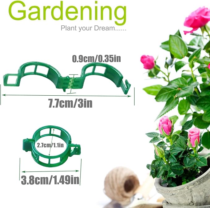Plant Support Clips, 100 Pcs Tomato Clips, Plastic Trellis Clips, Grape Vine Tomato Vine Vegetables Plants Garden Support Clips to Grow Upright Makes Plants Healthier