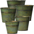 Briful 5 Size Galvanized Buckets Rustic Farmhouse Metal Bucket Galvanized Flower Bucket Plants Pot, Home Indoor Outdoor Decor Tin Planter, 3.7In/3.9 in/5.1In/5.9In/7.1In