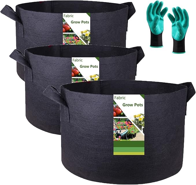 3-Pack 75 Gallon Thickened Plant Grow Bags Large (34x20 in) Heavy Duty Garden Bag Fabric Plant Pots for Tomato,Potato Planter,Herbs Veggies Planting,Flower Pots,Barrel Planter,Leaf Bag,Yard Waste Bags