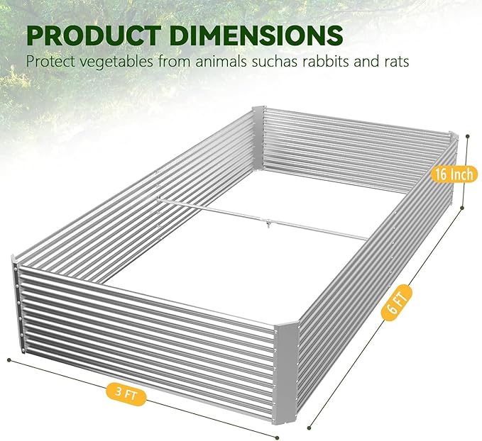 2 Pack Tall 6x3FT Raised Beds for Gardening, Corrugated Galvanized Steel Raised Garden Bed, Outdoor Metal Above Ground Garden Bed for Vegetables and Flowers(Rectangular)