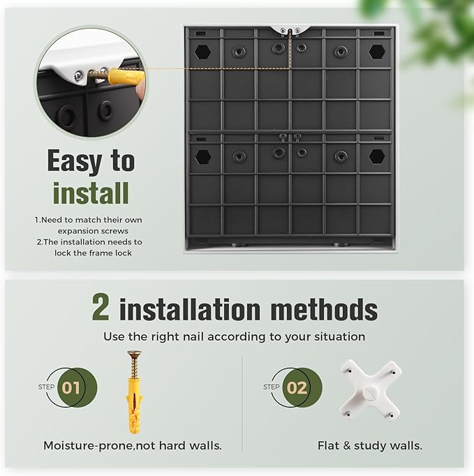 Wall-Mounted Vertical Garden Planter – Ready-to-Use Indoor Wall Planter with 4 Grow Pots – Perfect for Herbs, Succulents & Flowers – No Assembly Required (White)