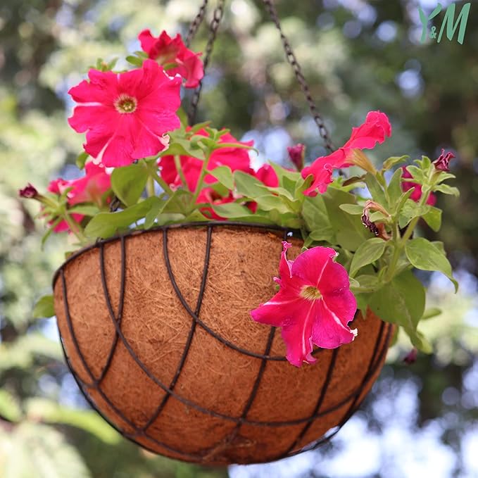 Y&M 2pcs 10“ Round Coconut Fiber Liner, 10'' Coco Liner Pre-Formed Replacement for Wall Hanging Planter Basket