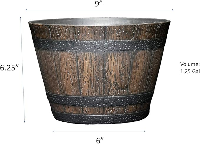 Classic Home and Garden S74CP5D-037R Whiskey Barrel Planter 5 Pack, 9", Kentucky Walnut