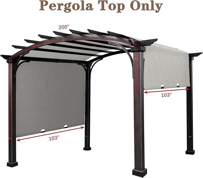 SCOCANOPY Replacement Sling Top for Rona Lowe's Allen + roth 10 ft x 10 ft Freestanding Pergola Sold at Lowe's, L-PG152PST-B (Size: 200" (L) x 103" (W)),Gray