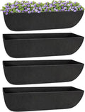 Riare 4 Pack 30 Inch Black Fabric Window Box Liners- Felt Square Trough Planter Basket Liners Replacement, Non-Woven Hanging Flower Plant Box Liner for Outdoor Plants Garden Fence- Avoid Birds Nesting