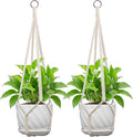 Macrame Plant Hanger, Fits 4-13 Inch Pots, Boho Hanging Plant Holder for Indoor Outdoor, 35 Inch, Set of 2, White (No Flowerpot)