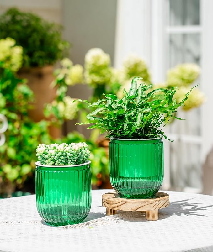 Melphoe Self Watering Pots for Indoor Plants Planter, 4.7 Inch 2 Pack Planters Self Watering Plant Pots for Flower, Houseplants, Succulent, African Violets and Cactus with Drainage