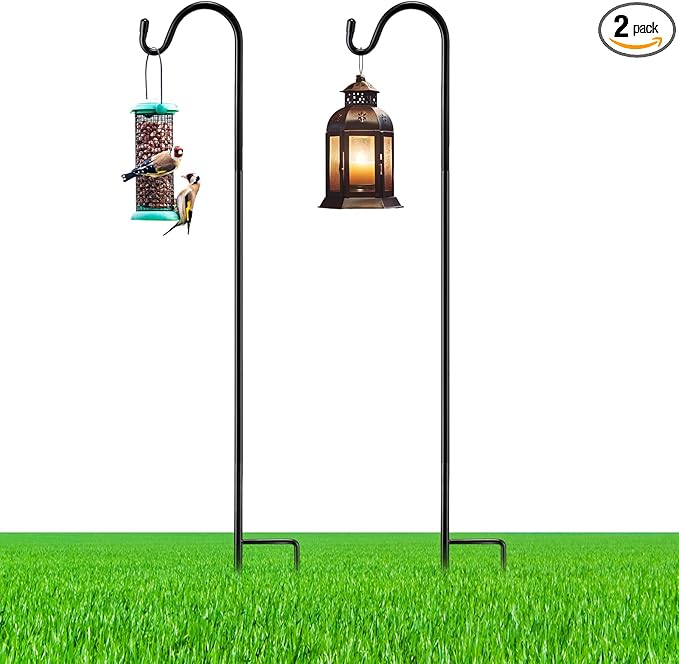 2 Pcs 60 Inch Shepherds Hook for Outdoor Adjustable Bird Feeder Pole Metal Steel Shepard Hooks for Hummingbird Stand Feeder Pole for Garden Plant, Lantern, Hanging Wedding Decor