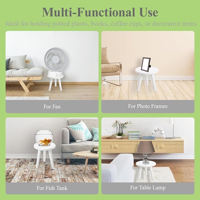 Samll Plant Stand Indoor/Outdoor for Plants,Wood White Planter Stands Holder Mid Century Pedestal Shelf,Sturdy Short Flower Rack Boho Short Plant Table 8.6"Tall Wooden Plants Stool for Garden,Patio