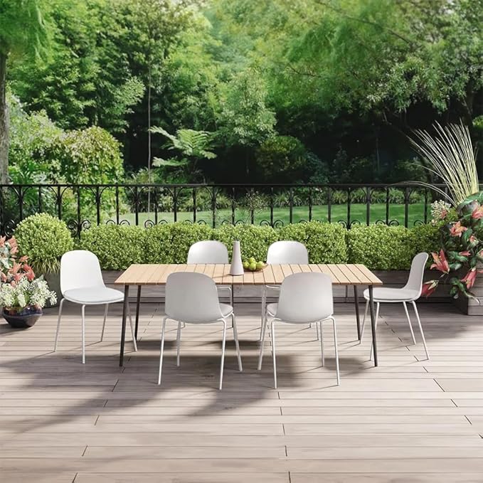 2xhome Modern Stackable Armless Dining Chair | Plastic Shell Seat with Metal Legs | Indoor or Outdoor Use | Home Kitchen Patio (4, White, Padded Seat)