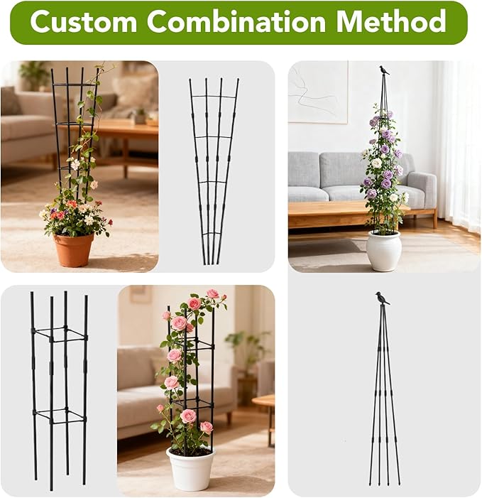 2 Pack Garden Trellis for Climbing Plants Outdoors, 70inch Tower Obelisk Trellis for Potted Climbing Plants, Plant Support for Potted Flowers, Roses, Tomatoes, Cucumbers & Vegetables