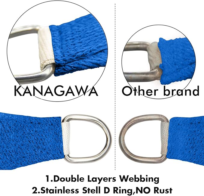 KANAGAWA Sun Shade Sail 7'x13' Blue Rectangle UV Block Canopy Awning Shelter Fabric Cloth Screen for Outdoor Patio Garden Backyard