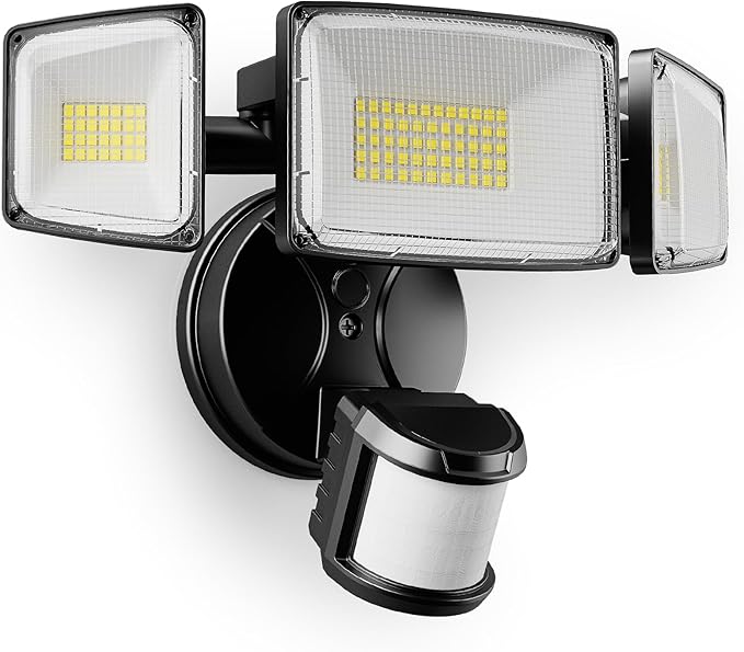 Onforu 100W LED Motion Sensor Outdoor Lights, Dusk to Dawn Flood Light Outdoor Motion Sensor, Hardwired Security Lights Floodlights Outside 11000LM 6500K Daylight IP65 Waterproof (Black)