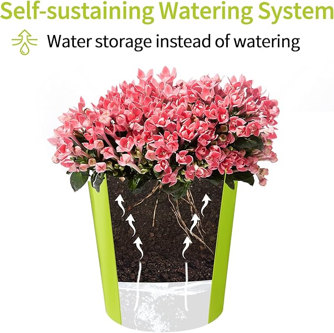 TCBWFY 9 Inch Self Watering Pots for Indoor Plants,3 Sets Self Watering Planter Pots with Visual Water Level Window and Multiple Vents,Self Watering Plant Pot for All House Plants,Flowers,Herbs