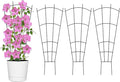 4 Pack 32'' Garden Trellis for Climbing Plants Outdoor Metal Trellis for Potted Plants Indoor Fan Shape Plant Support for Houseplant Flower Ivy Vine