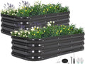 3 in 1 Galvanized Raised Garden Bed - 4x2x1ft (2Packs) Modular Planter Box Outdoor | Metal Raised Bed Kit with Bracing Rods for Gardening Vegetables Flowers Fruits Herbs (Dark Grey)