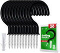 30 pcs Ceiling Hooks for Hanging Plants, Cups, Utensils and Lights - 1-1/4 inches Black Vinyl Coated Screw in Plant and Under Cabinet Cup Hooks for Wooden and Drywall with Anchors