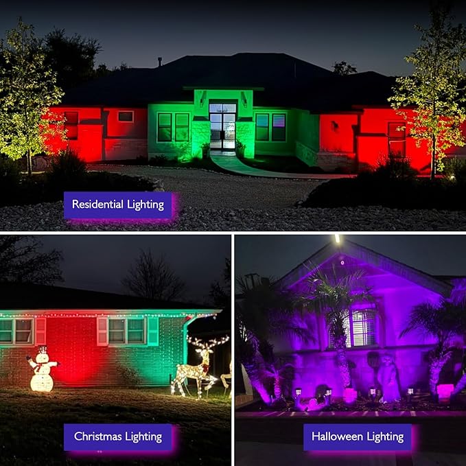 RGBW Low Voltage Landscape Lights, 10W 12/24V Color Changing Landscape Lighting with Remote, IP65 Waterproof Outdoor LED Spotlight for Garden Christmas Halloween, 8 Pack with Connectors
