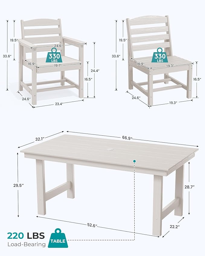 SERWALL Patio Dining Sets for 10 Person, HDPE Dining Set with 2 Tables, 8 Armless Chairs and 2 Armed Dining Chairs, White