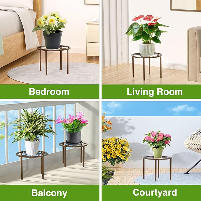 1 PCS Plant Stand,-Heavy Duty Metal Stand Decorates Plants, Anti-Rust Flower Pot Stand, Round Plant Rack for Room Indoor and Outdoor Courtyard,Gardens, Brown.