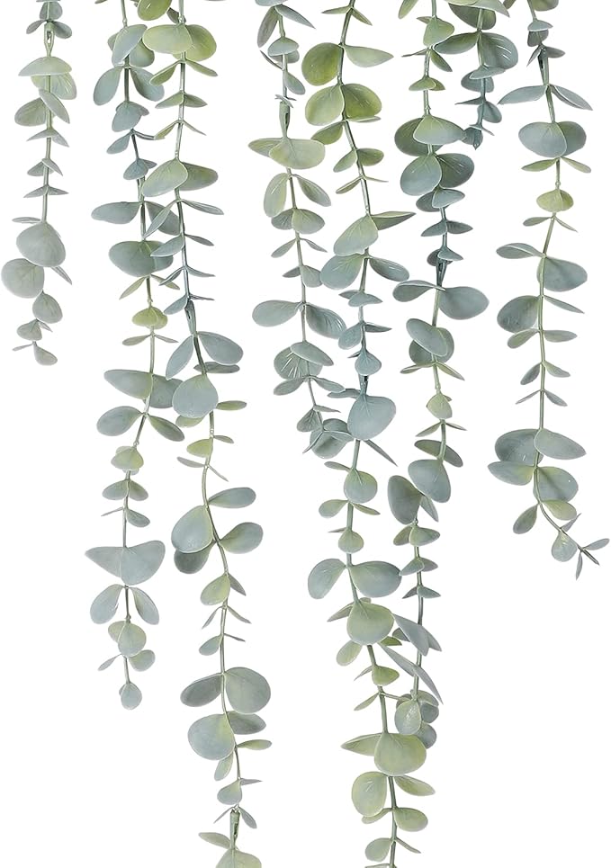 COCOBOO 1pcs Artificial Hanging Plants, Fake Potted Eucalyptus Faux Hanging Plant for Wall Room Home Indoor Outdoor Shelf Decor