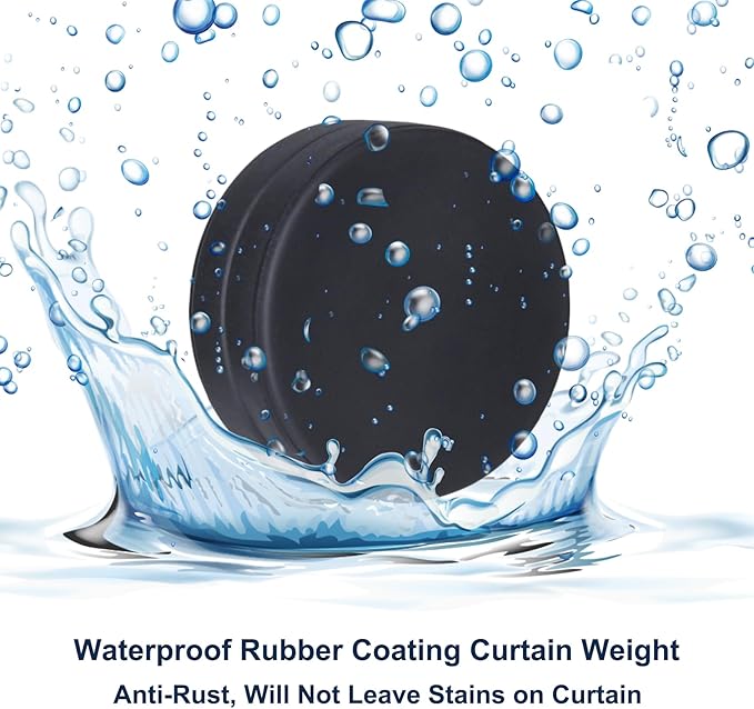 3LB Heavy Duty Outdoor Curtain Weights, Strong Magnetic Gazebo Curtain Weights, Rubber Covered Waterproof Drapery Weight, Prevent Curtain Liner from Blowing Around, Black, 6 Pairs