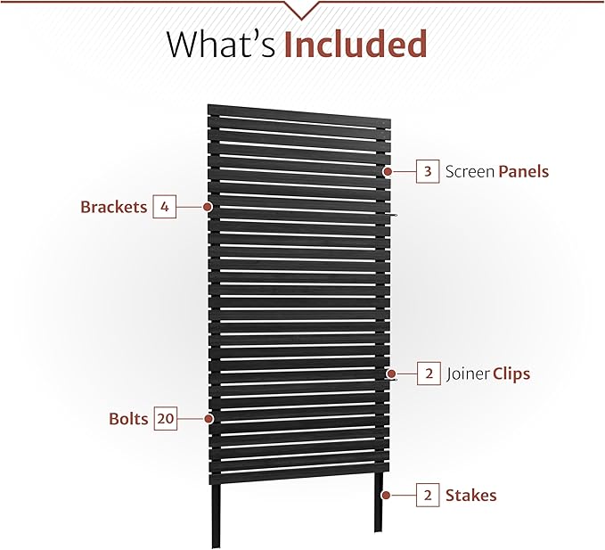 6ft H x 3.1ft W (1 Panel) No Dig Enclo Aspen Charcoal Wood Privacy Screen, Decorative Patio Privacy Screen, Great to Hide Trash Cans, Outdoor Privacy Fence Panel, Air Conditioner Fence, EC18042