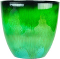Gardener Select (EPR15-205 Large Egg Shaped Planter - Modern Indoor & Outdoor Decorative Flower Pot/Box (15 Inch, Green Flower)