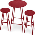 Best Choice Products 3-Piece Patio Dining Set, Bar Height, Outdoor Bistro Set, Outdoor Round Bar Table w/ 2 Bar Stools, Steel - Red