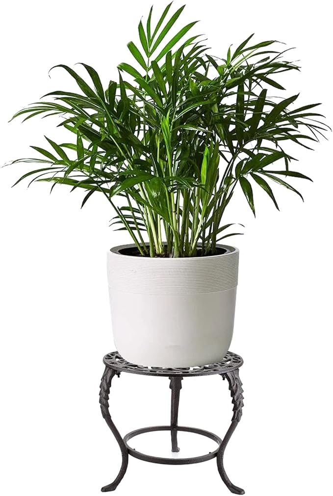 OwnMy Heavy Duty Cast Iron Plant Stand Vintage Iron Flower Pot Holder, Rustic Decorative Round Potted Plant Stand Rack, Indoor Outdoor Metal Plant Holder for Home Garden