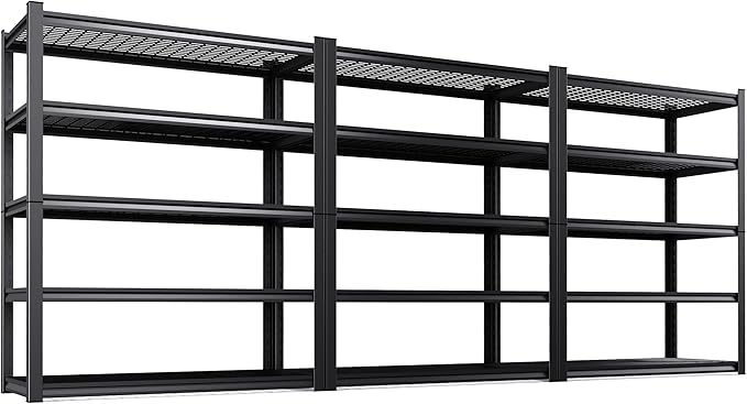 Set of 3 Garage Shelving-3000 lbs 5 Tier Storage Shelves,Adjustable Heavy Duty Metal Shelving Unit and Storage Large Wire Rack,Utility Steel Shelf for Warehouse Industrial Pantry Basement -78"x46"x20"