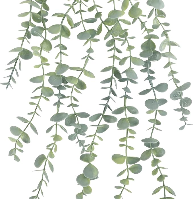 COCOBOO 2 Pcs Artificial Eucalyptus Plants Shelf Hanging Fake Plant in Pot for Wall Bedroom Home Patio Indoor Outdoor Decor