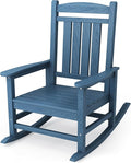 KINGYES HDPE Outdoor Rocking Chair, Widened Seat Patio Rocking Chair, Oversized All Weather Patio Rocker, Navy