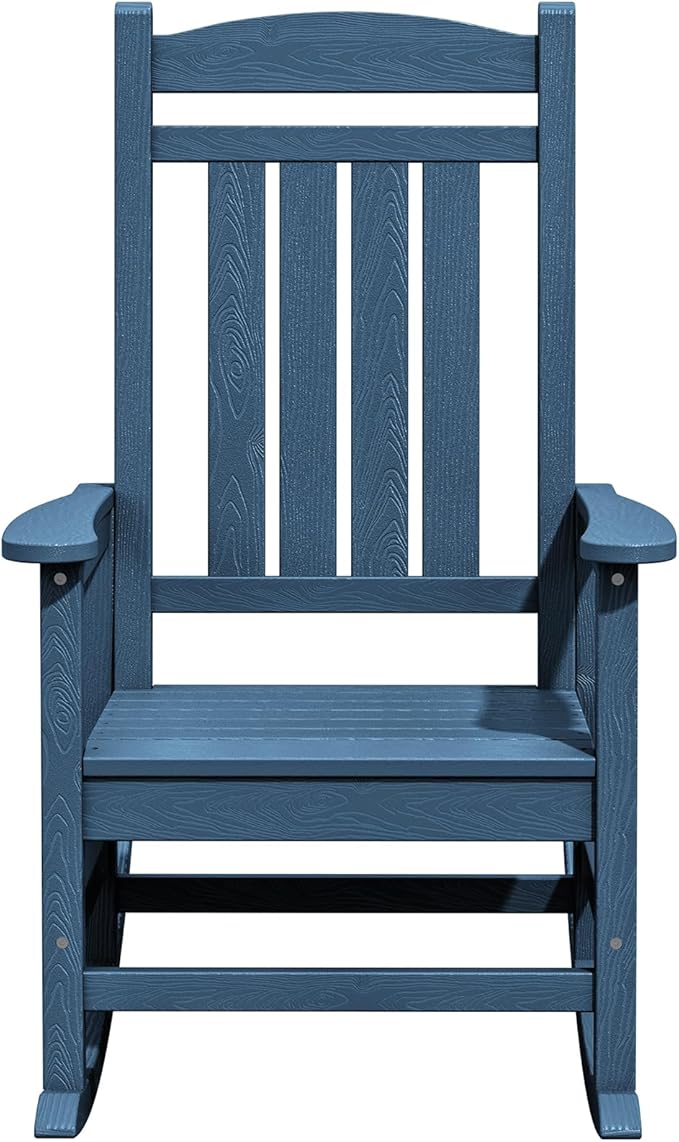 KINGYES Oversized Patio Rocking Chair Set of 2, High Density Polyethylene Outdoor Rocking Chairs with 330lbs Support for Adults, Navy