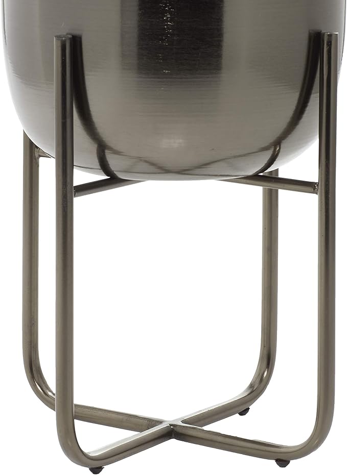 Deco 79 Metal Round Planter with Removable Stand, Set of 2 16", 13"H, Black