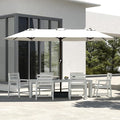 7-Piece White Outdoor Dining Set with White 15FT Large Patio Umbrella, 75.2'' HDPE Table & Chairs for 6, Weather-Resistant Furniture with Umbrella Hole for Patio, Lawn, Poolside