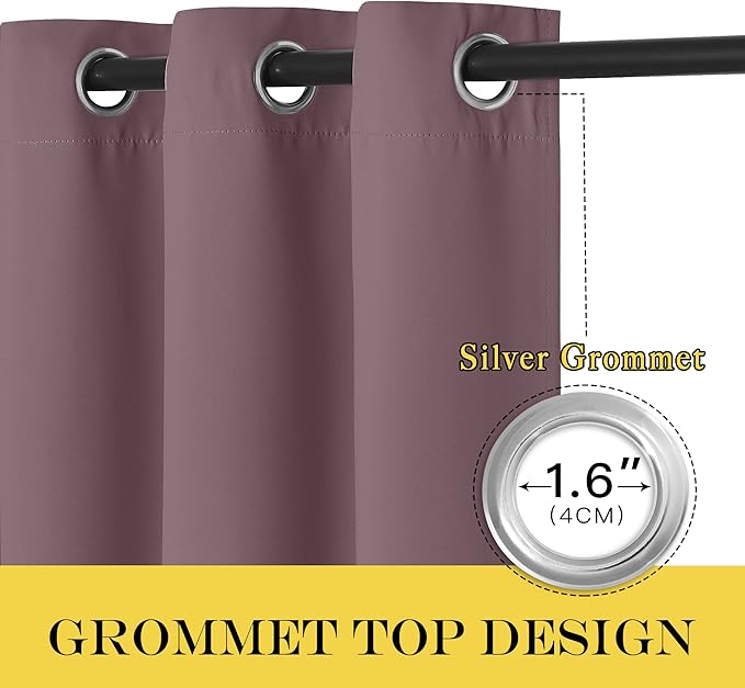 NICETOWN Blackout Drapery Curtain Panel 90 inches Long - Window Treatment Thermal Insulated Grommet Blackout Curtain/Drape for Bedroom Living Room (Dry Rose, 1 Panel, 46 by 90 inches)