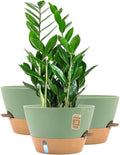 12-Inch Self Watering Planters with Drainage Holes, Large Flower Pots for Indoor Outdoor Plants, Garden Pots Green 3 Pack