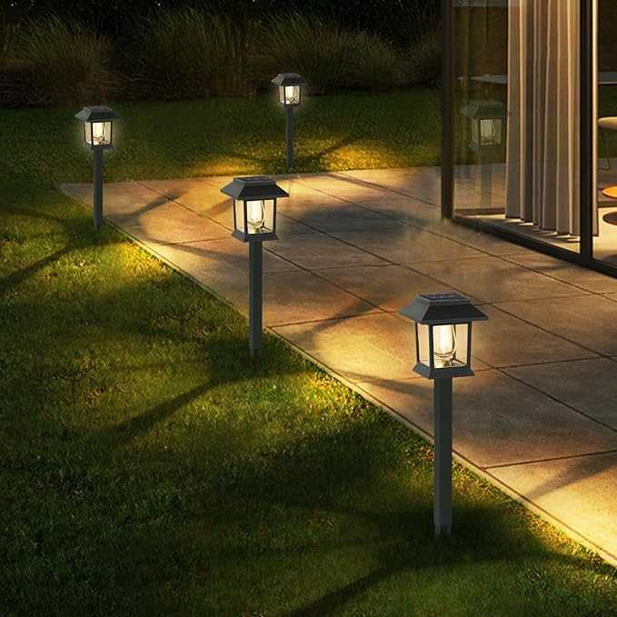 Greluna Solar Lights Outdoor, 6 Pack Waterproof Auto On/Off Solar Pathway Lights for Garden, Landscape, Path, Yard, Patio, Driveway, Walkway Decor