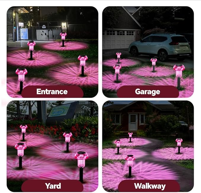 Easter Solar Pathway Lights Outdoor Decorative 4 Pack, Purple LED Mushroom Solar Lights Outdoor Waterproof Solar Powered Decor for Yard Driveway Patio, Valentines Day Halloween Christmas Garden Decor
