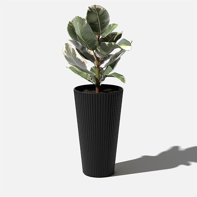 Veradek Demi Series Tall Planter for Porch, Patio, Backyard | Durable Plastic-Concrete Material | Modern Décor for Tall Plants, Grasses