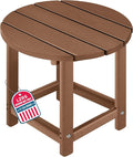 LZRS Round Adirondack Patio Side Table End Table, Outdoor Side Tables for Patio, Backyard,Pool, Indoor Companion, Easy Maintenance & Weather Resistant(Brown)