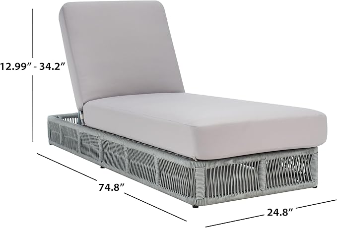 SAFAVIEH Outdoor Collection Gillian Grey Rope/Grey Cushion Chaise Lounge Chair (PAT7527C)