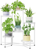 iDavosic.ly 6 Tier Large Plant Stand Indoor with 10 Inch Wide Tray, Tiered Corner Metal Outdoor Flower Display Holder Shelf, Folding Tall Rack for Patio Porch Living Room, White