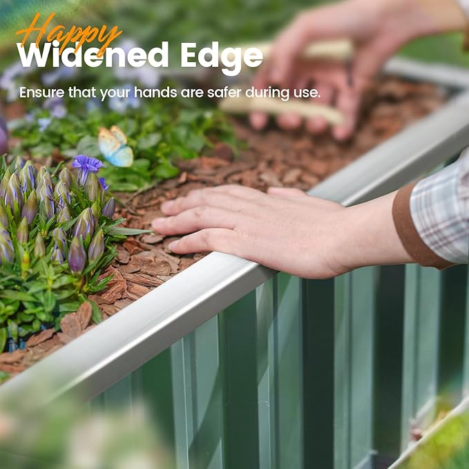 KING BIRD Raised Garden Bed 68" x 36" x 12" (2 Packs) Galvanized Steel Metal Outdoor Planter Kit Box for Vegetables, Flowers, Fruits, and Herbs Green